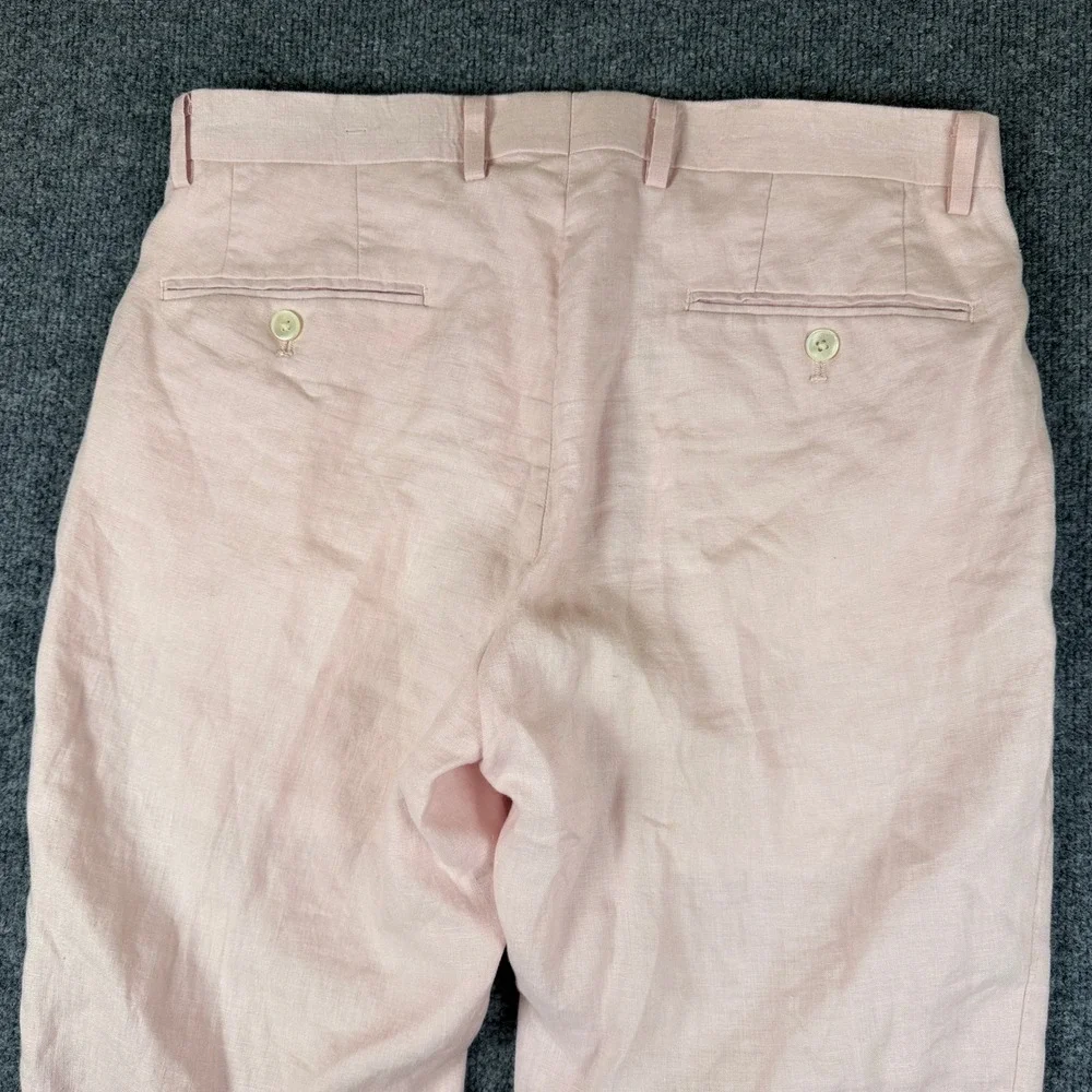 Ralph Lauren Pants Mens 32x30 Pink 100% Linen Flat Front Dress Trouser